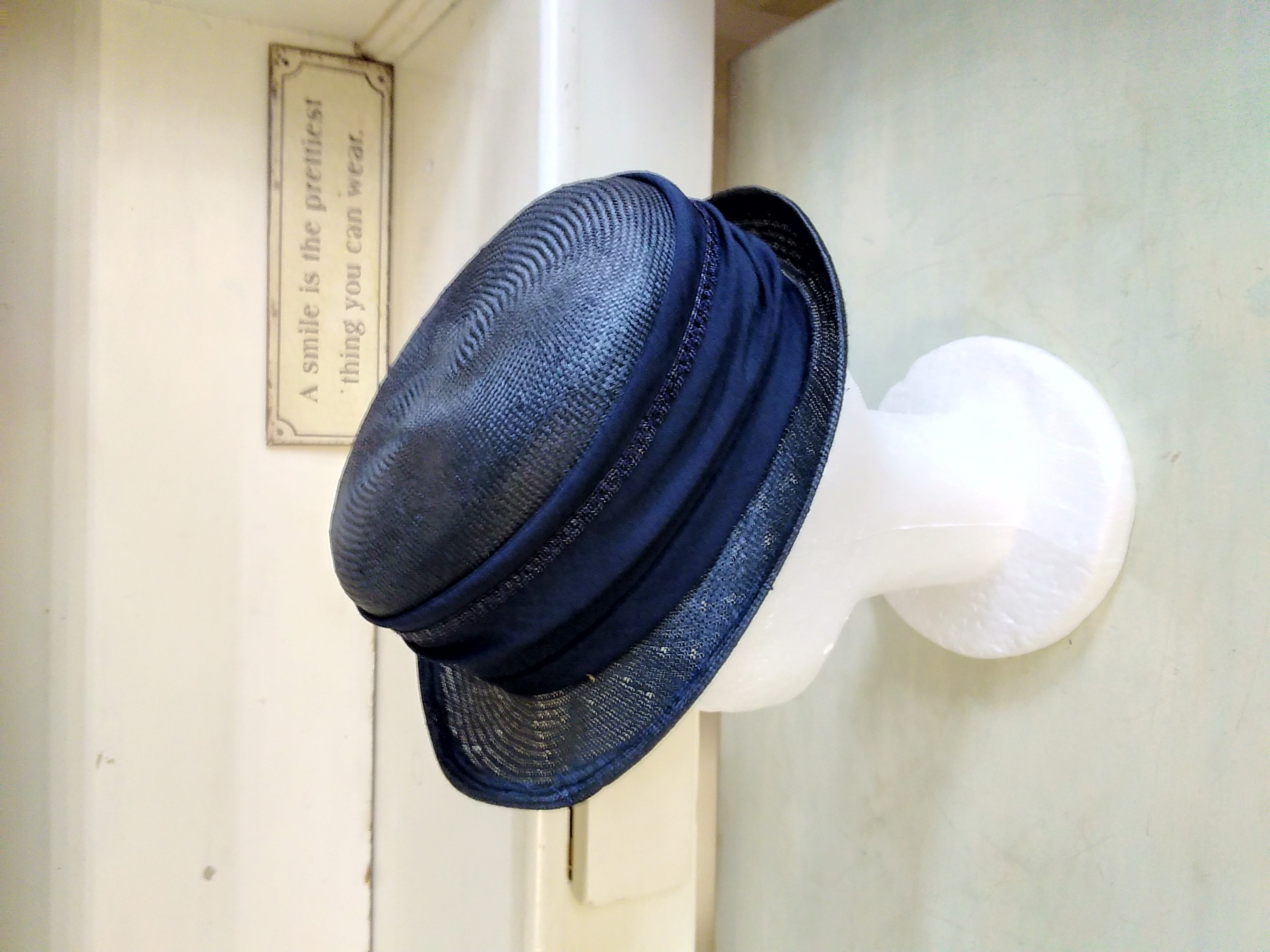 Vintage blauwe dames hoed 